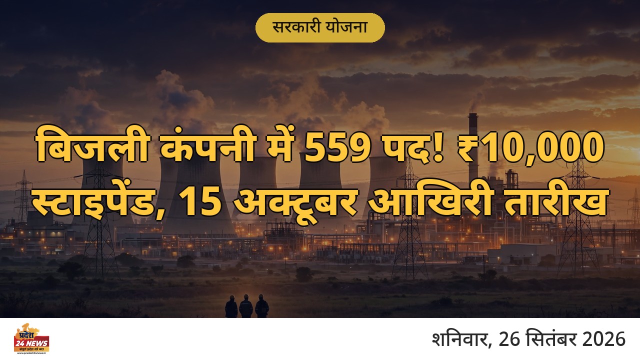मुख्यमंत्री सीखो-कमाओ योजना के तहत बिजली कंपनी में 559 प्रशिक्षण पद, 10,000 रुपये स्टाइपेंड