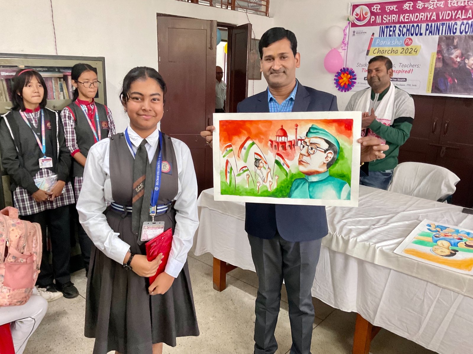 School students at a painting competition