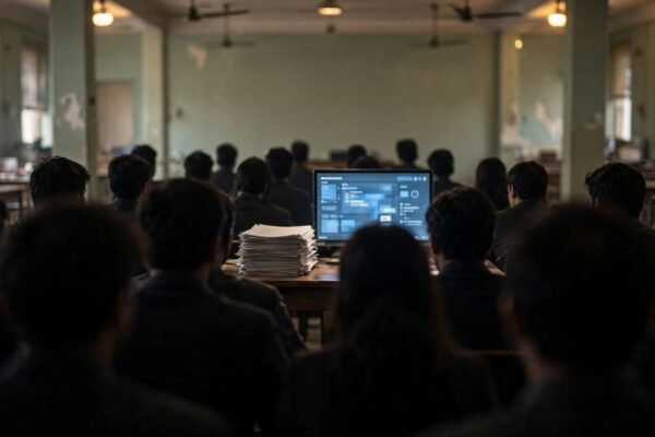 Aspirants in an examination hall — symbolic illustration