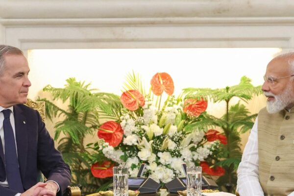 Prime Minister Narendra Modi with Canadian Prime Minister Mark Carney during their bilateral meeting at Hyderabad House, New Delhi