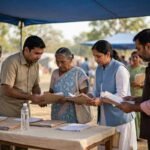 Symbolic image — citizens receiving help at a service camp