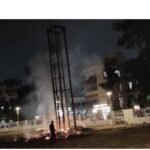 इंद्रपुरी में जला रावण का ढांचा
