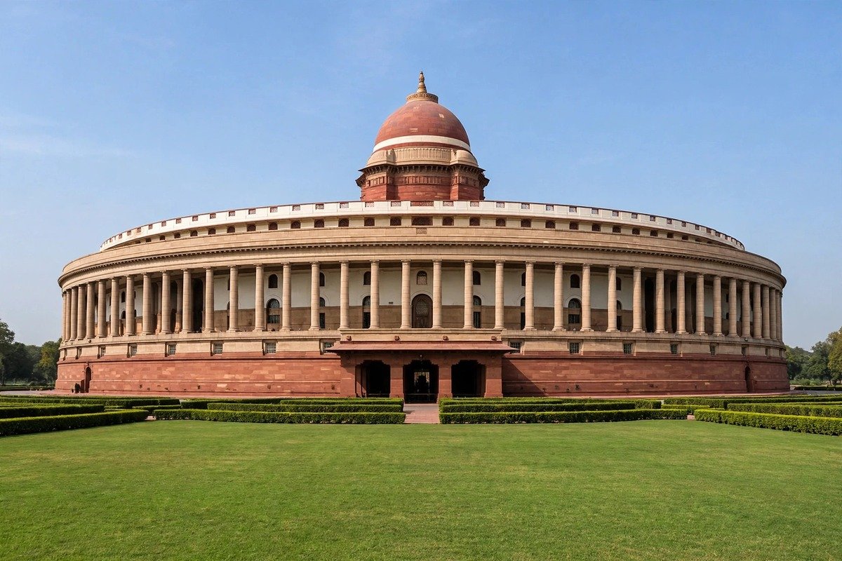 नई दिल्ली में संसद भवन — मध्यप्रदेश राज्यसभा उपचुनाव 12 नवंबर का सांकेतिक चित्र