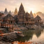 Symbolic image: ancient temple spires and a river ghat in Ujjain