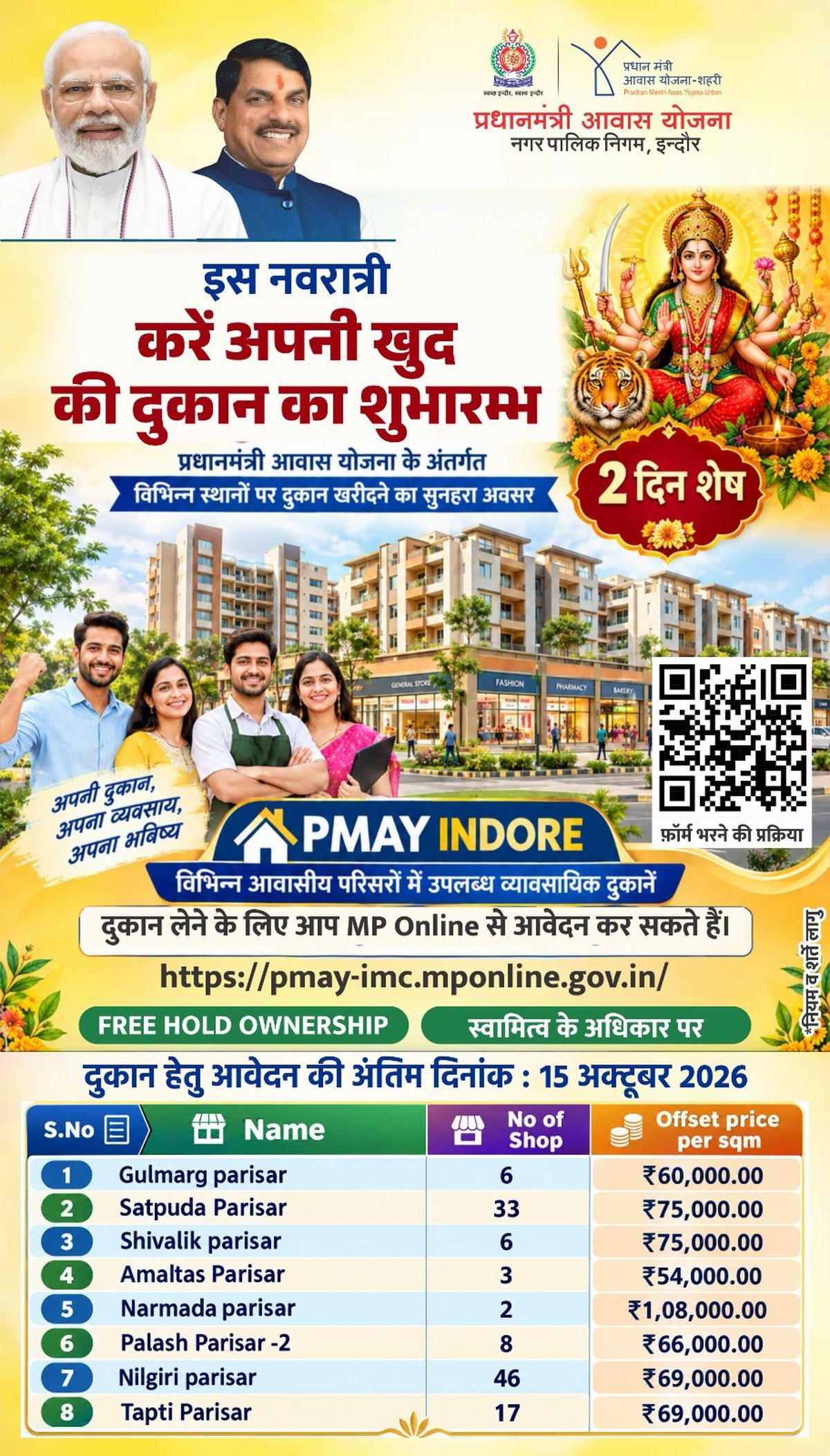 PMAY दुकानों का पोस्टर — नगर निगम इंदौर