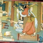 युद्ध की तैयारी करतीं रानी दुर्गावती (भित्तिचित्र)