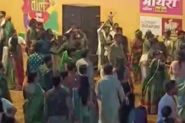 वायरल वीडियो का फ्रेम: अभय प्रशाल में ताल गरबा महोत्सव