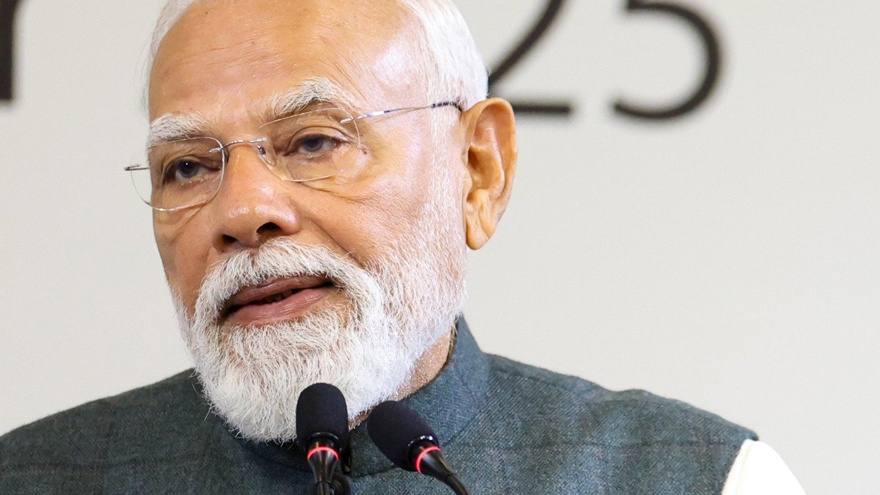 Prime Minister Narendra Modi addressing the Bloomberg New Economy Forum in New Delhi