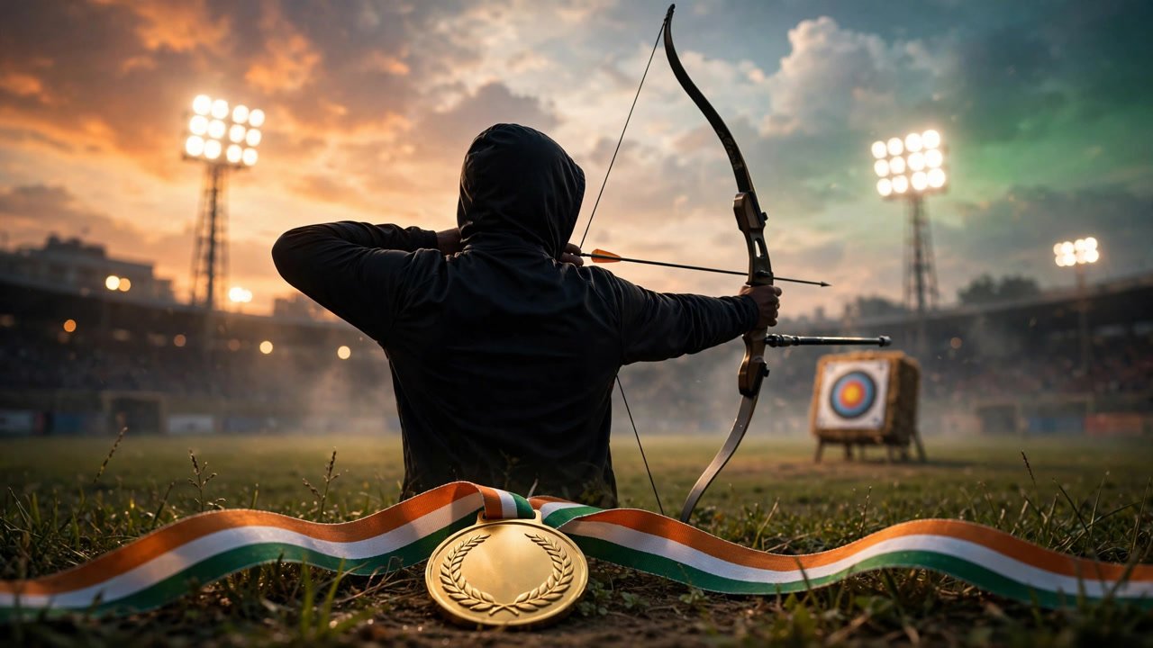 तीरंदाजी और स्वर्ण पदक का सांकेतिक चित्र (AI illustration)