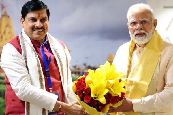 Prime Minister Narendra Modi with Madhya Pradesh Chief Minister Dr. Mohan Yadav.