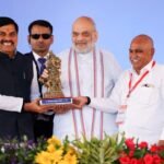 Union Home Minister Amit Shah with Chief Minister Dr Mohan Yadav on the stage of the Gopalak Sammelan at BHEL Dussehra Maidan, Bhopal